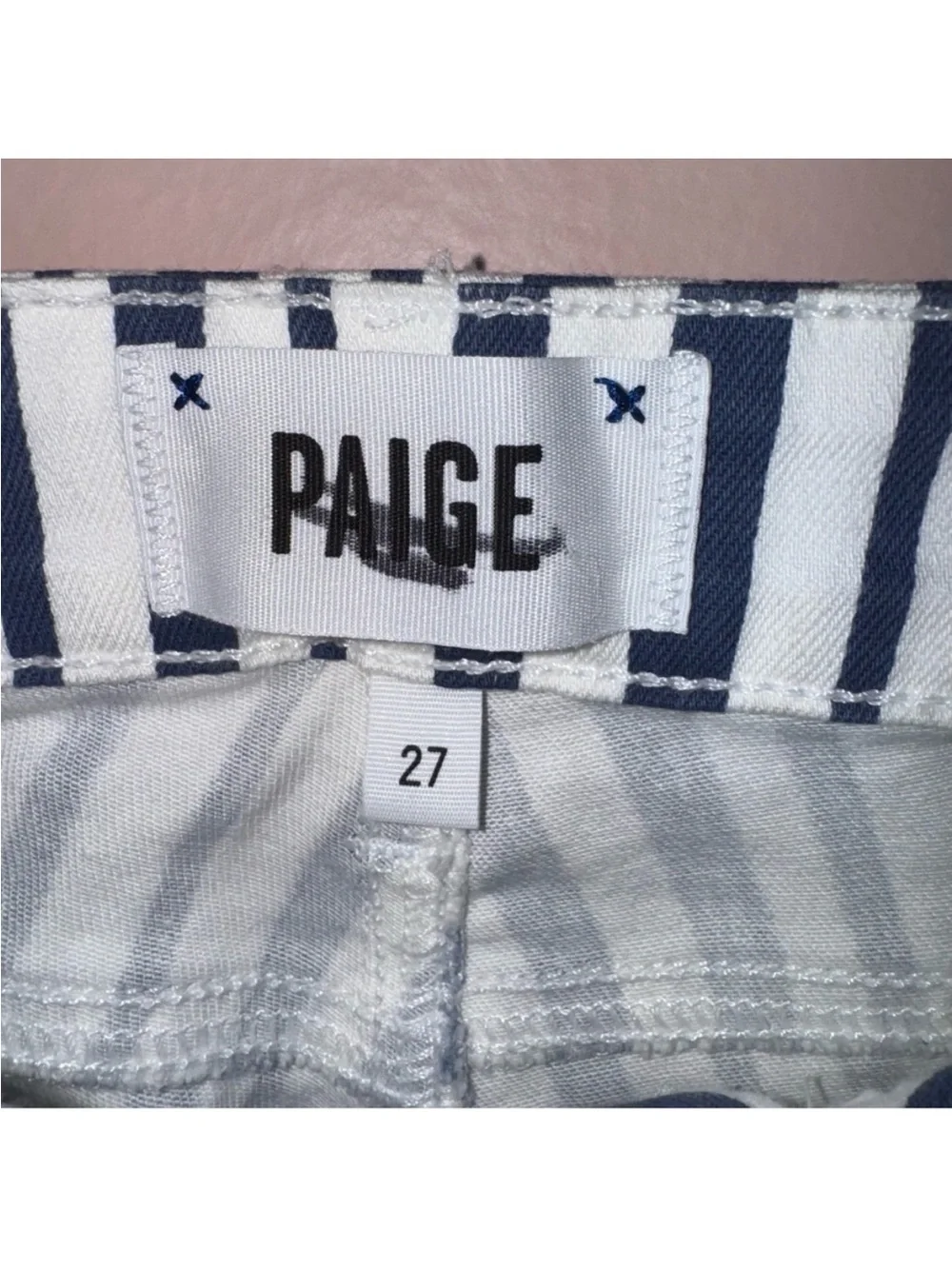 Paige Navy Blue White Verdugo Ultra Skinny Striped Jeans Size 27 NWT!